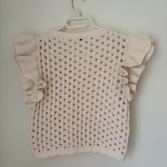 Zara Cream Ruffle Knit Top - Picture 6 of 6